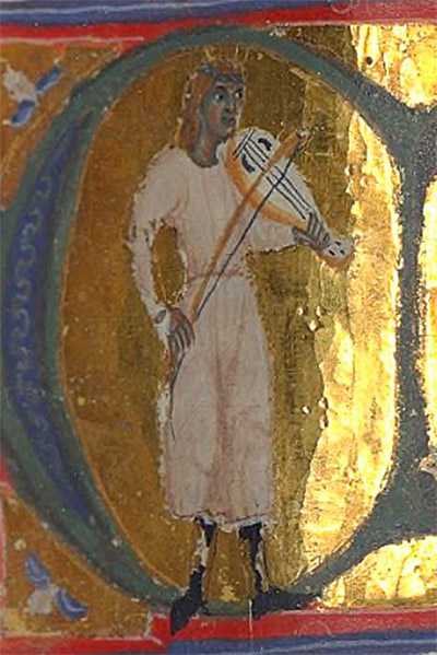 Perdigon tocant un rebell, miniatura que il·lustra el foli 36r del cançoner K (s. XIII), localitzat a la BNF, siglat com fr. 12473.