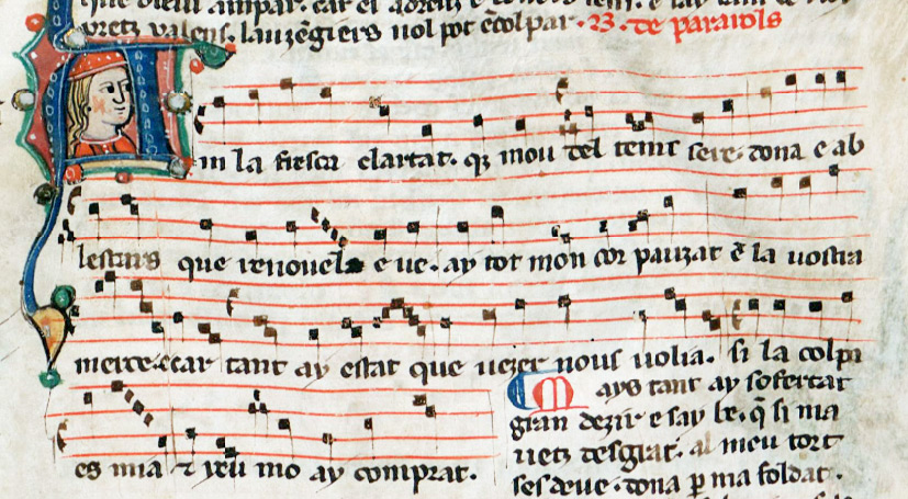 Melodia d’una canso de Berenguer de Palazol, copiada al cançoner R, f. 37r.