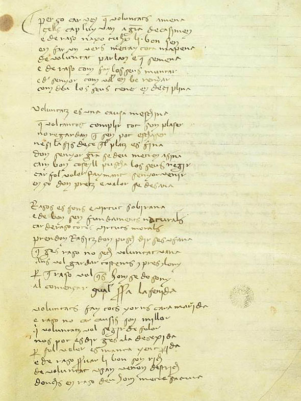 Castelhoza, f. 125r del cançoner I